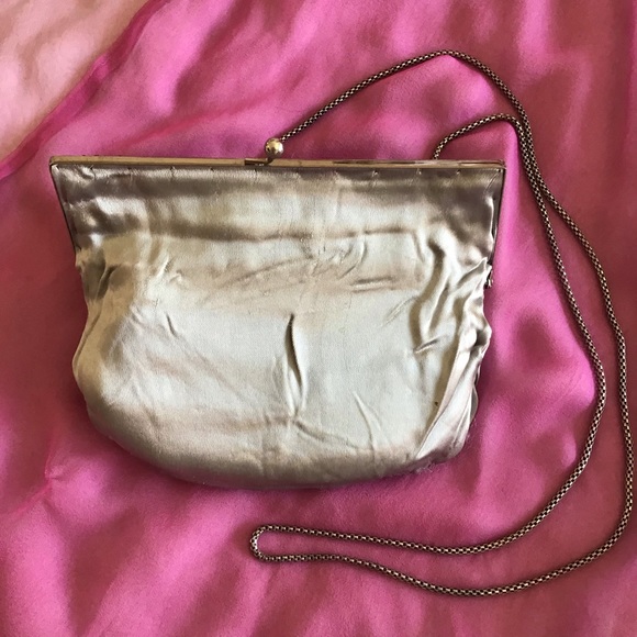 La Regale LTD Silver Satin Beaded Evening Pursette - Picture 9 of 11